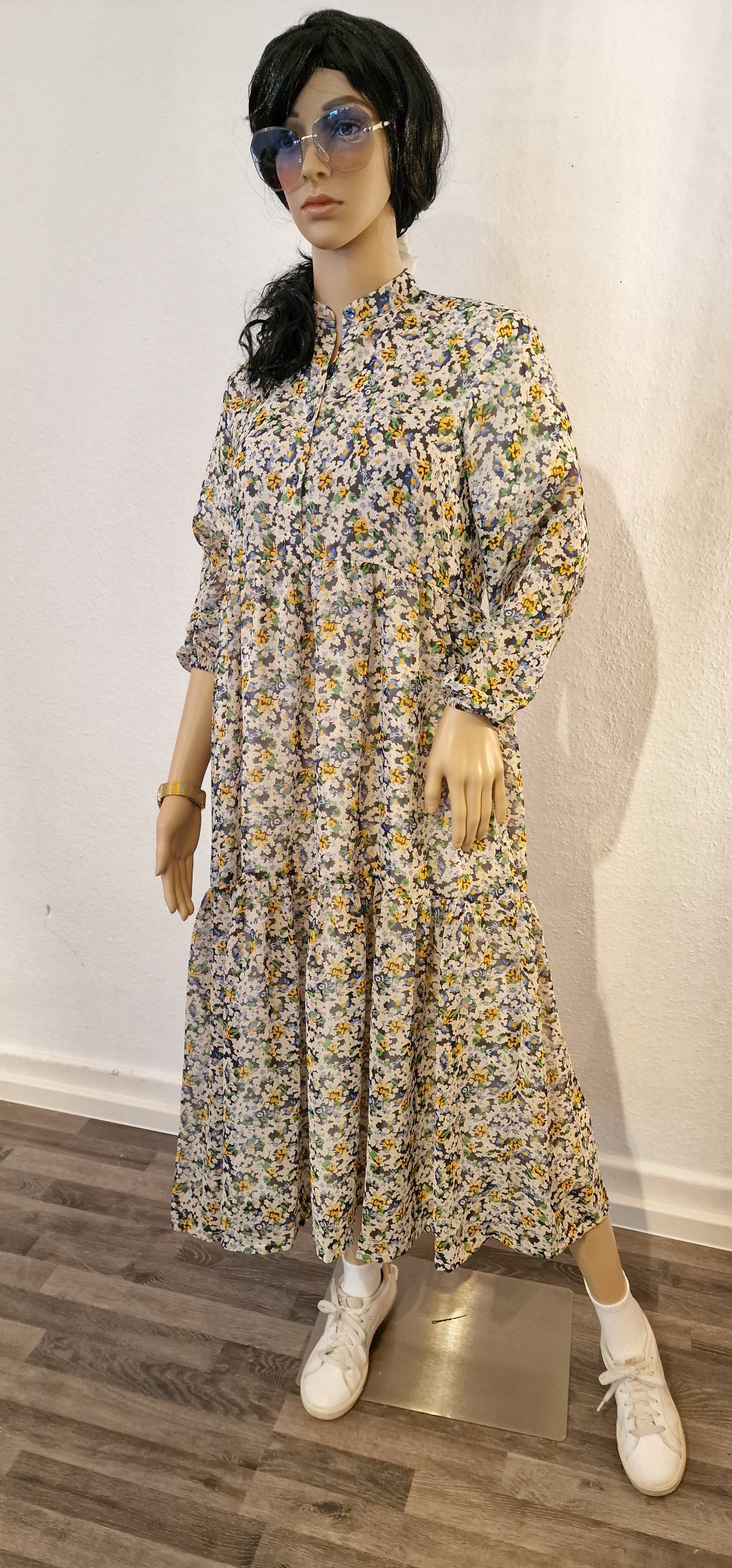 Allover Floralprint Schichten-Hem Kleid