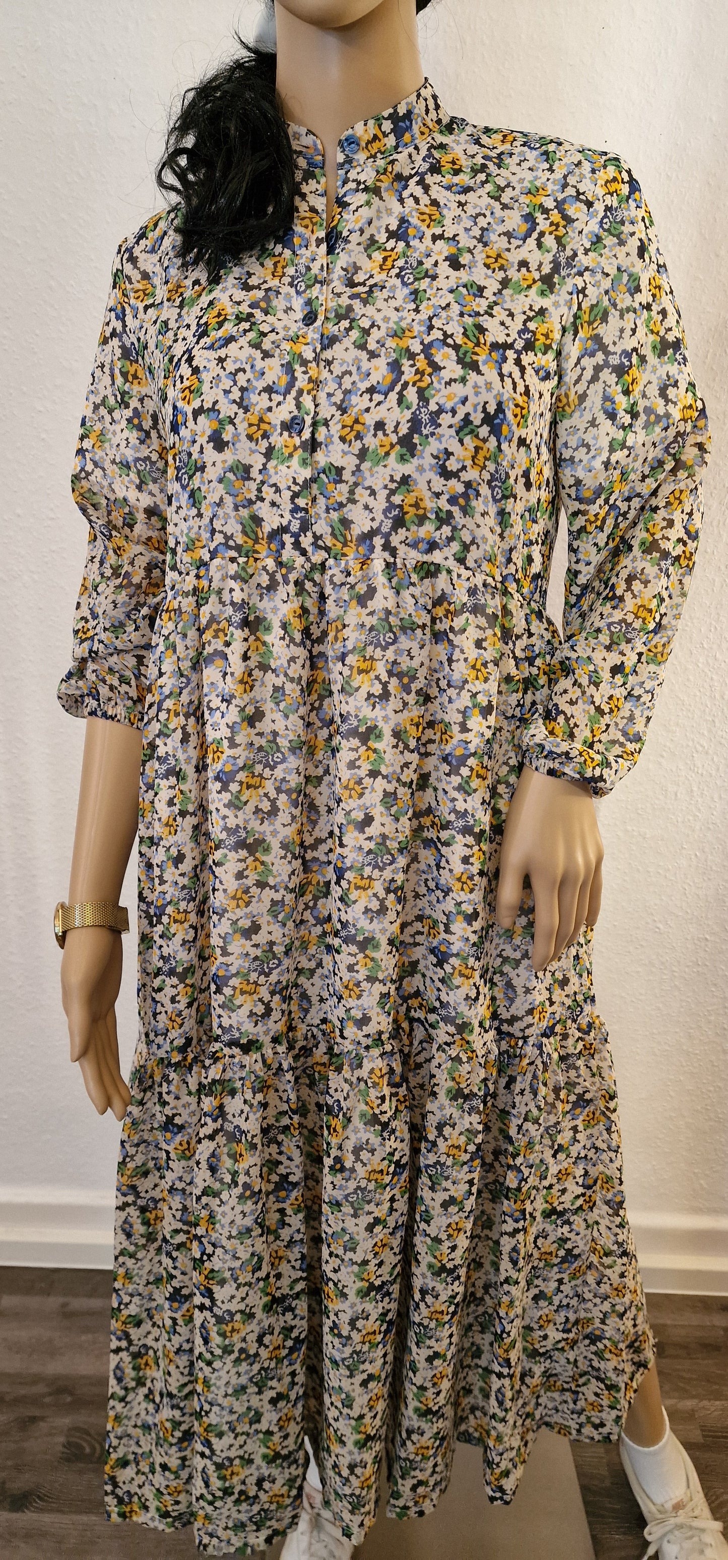 Allover Floralprint Schichten-Hem Kleid