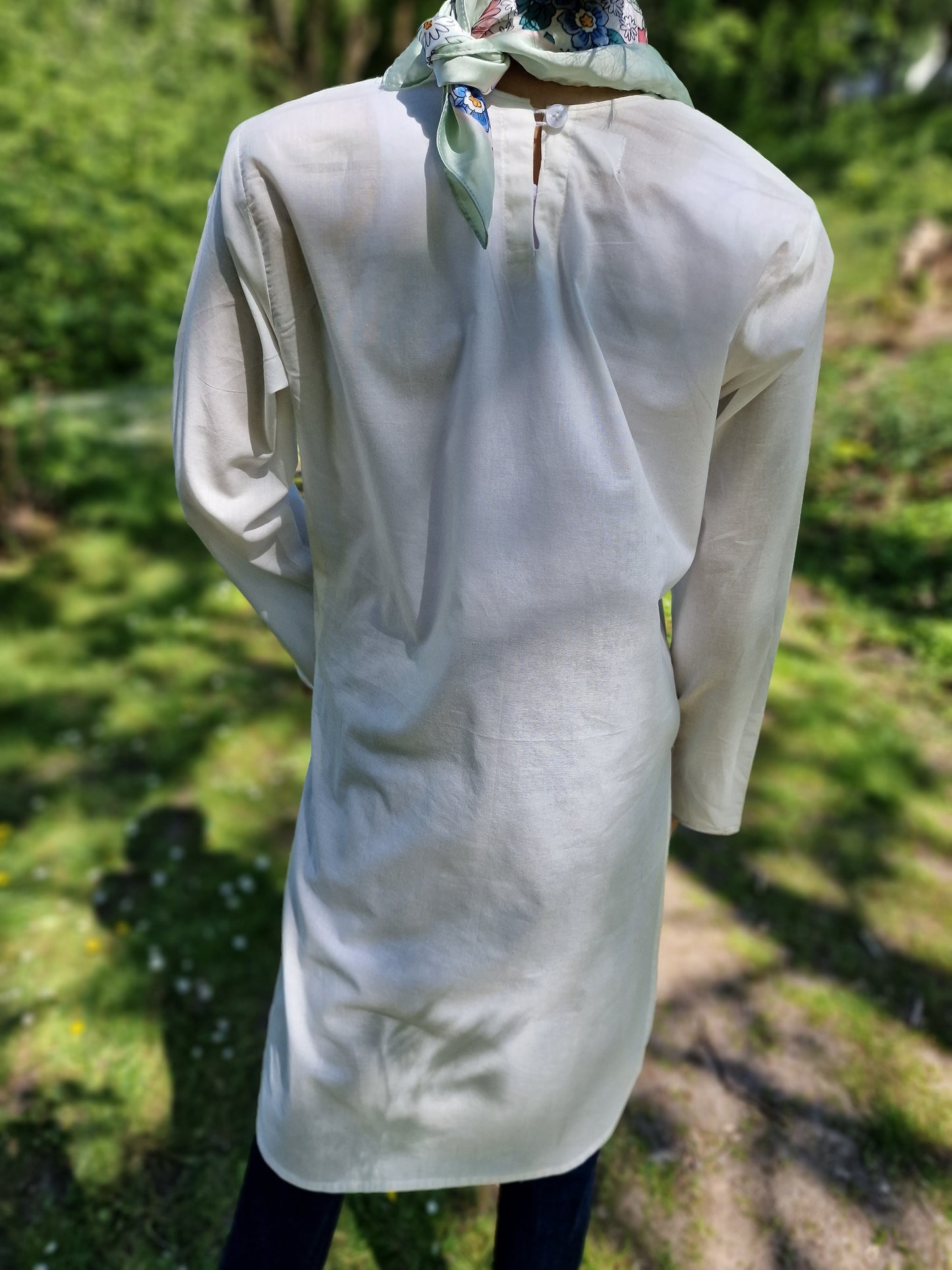 White Shirt with handmade embroidery emoji