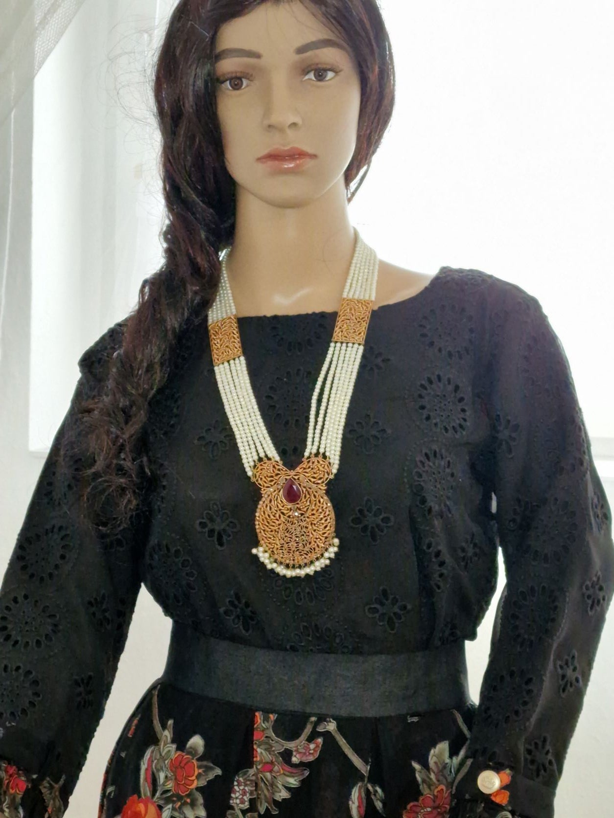 Elegant Black Chiffon and Chikankari Maxi