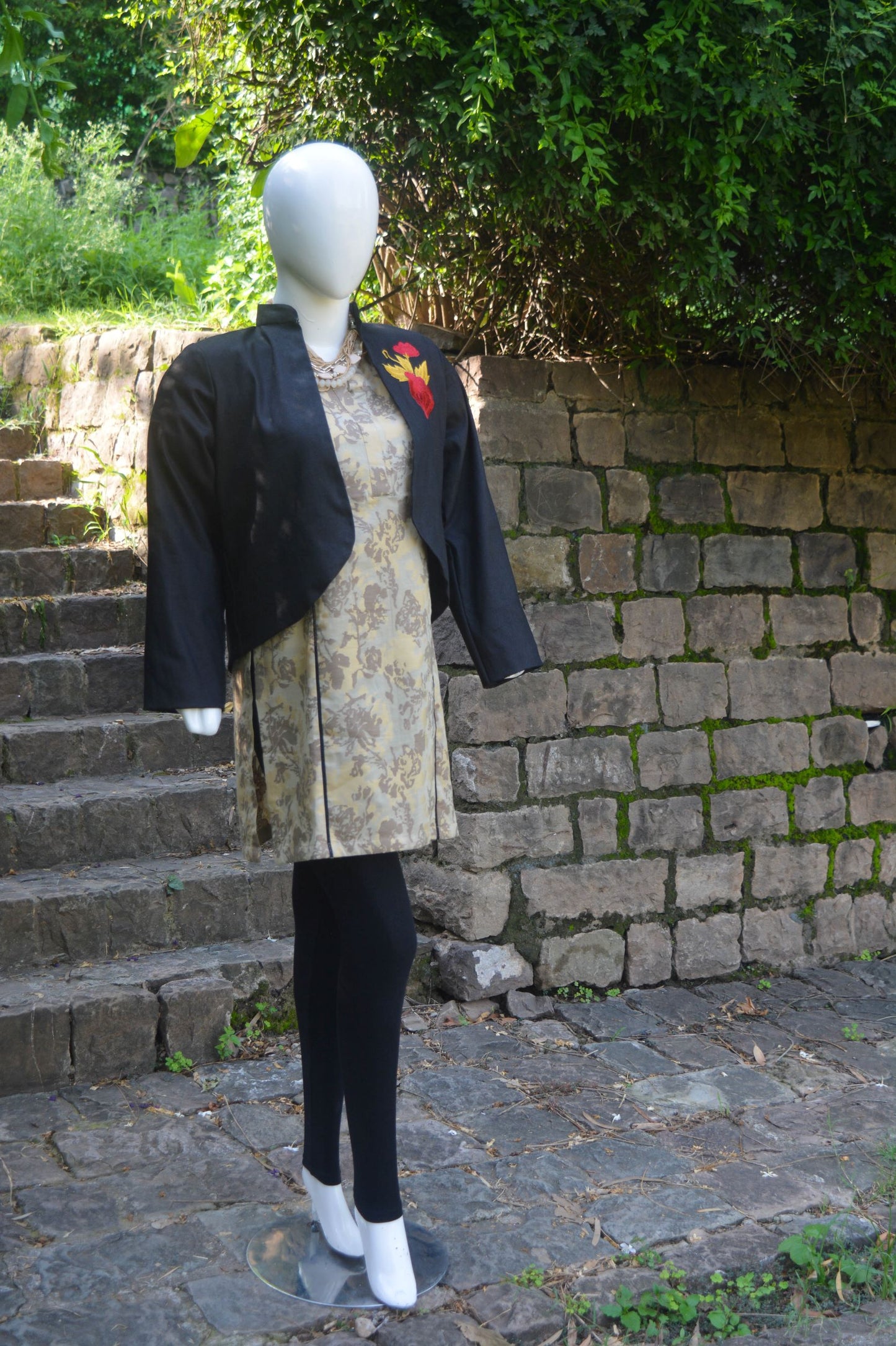 Black blazer with embroidered motif